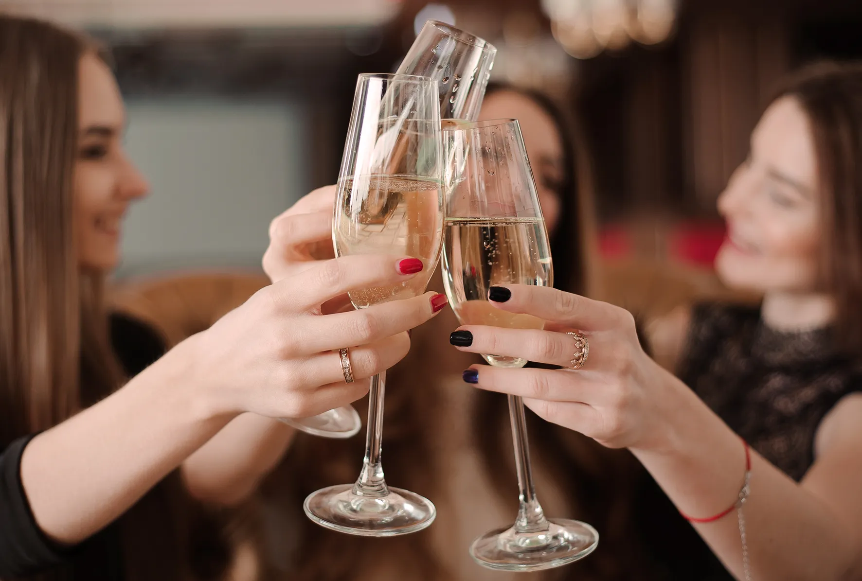 Glasses of fizz ready for a celebration at Damson & Wilde